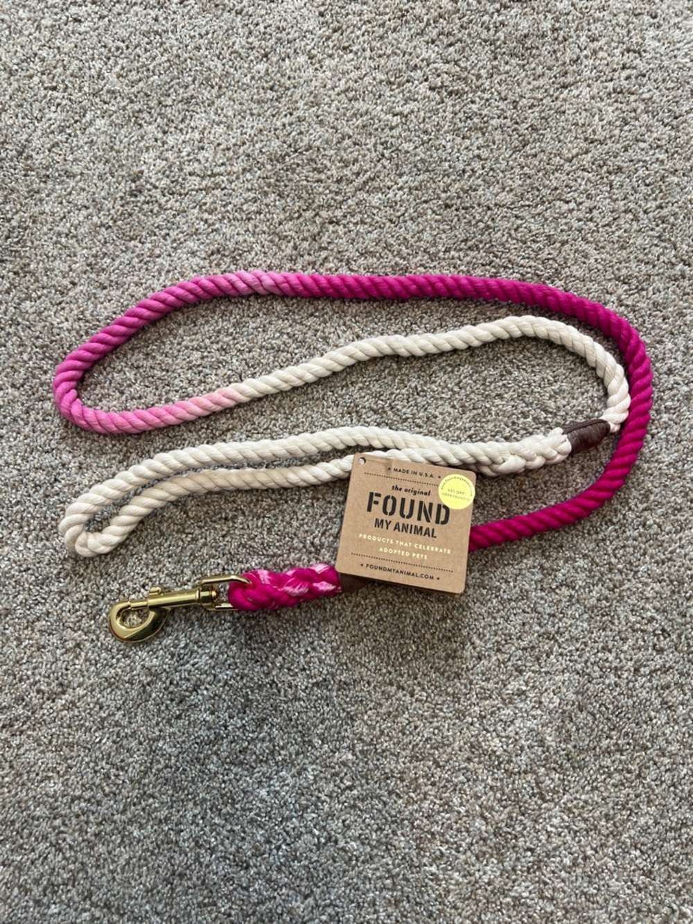 Found My Animal Pink Ombre Rope Dog Leash